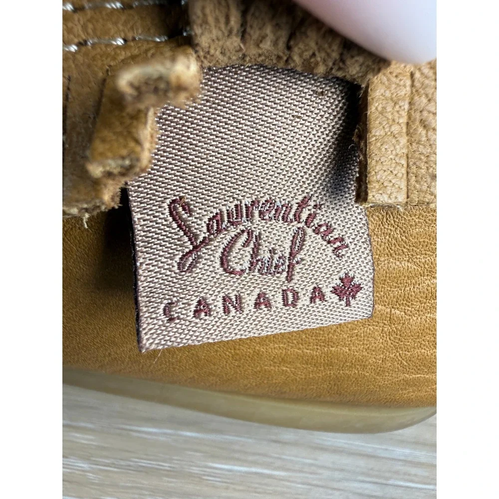 Laurentian Chief 12 Tan Genuine Moose Hide Leather Fringed Moccasin Ankle Boots